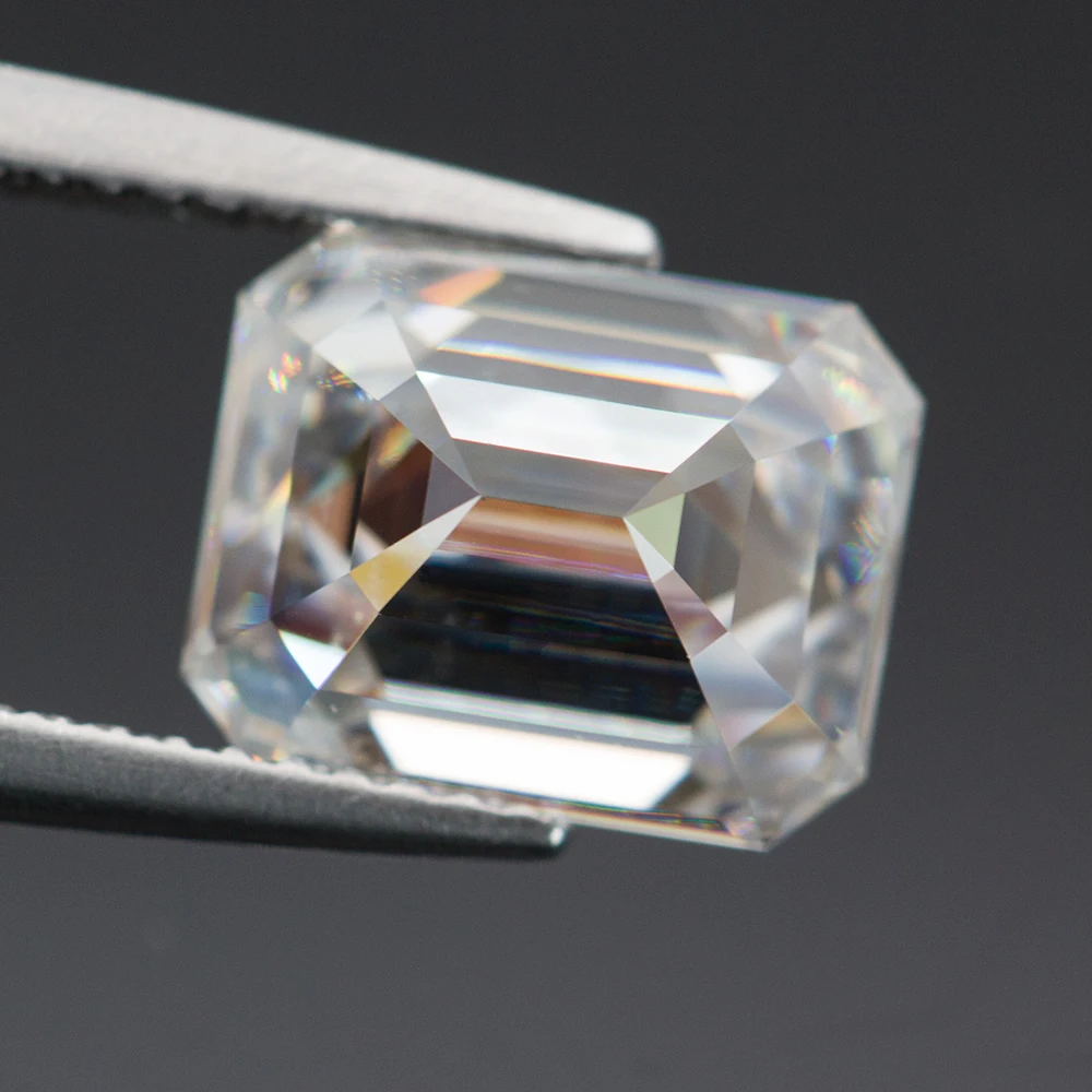 White D Color Emerald Cut Moissanite Stone 0.5-10.0ct GRA Certified Moissanita Diamond Positive Pass Tester with Certificate