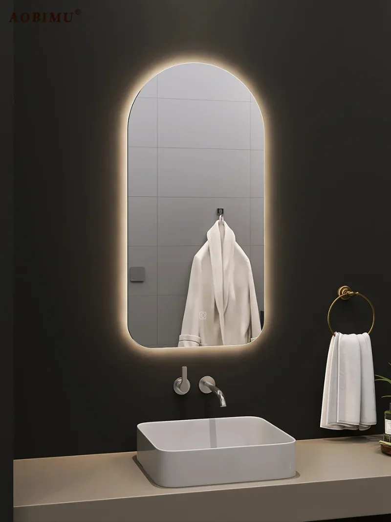 Smart Irregular Glass Bathroom Mirror Light Hanging Electric Unbreakable Bathroom Mirror Illuminated Espejo Indoor Supplies