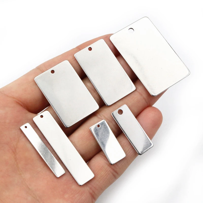 10pc/lot  No Fade Charms 316 Stainless Steel rectangle for necklace pendant diy jewelry making