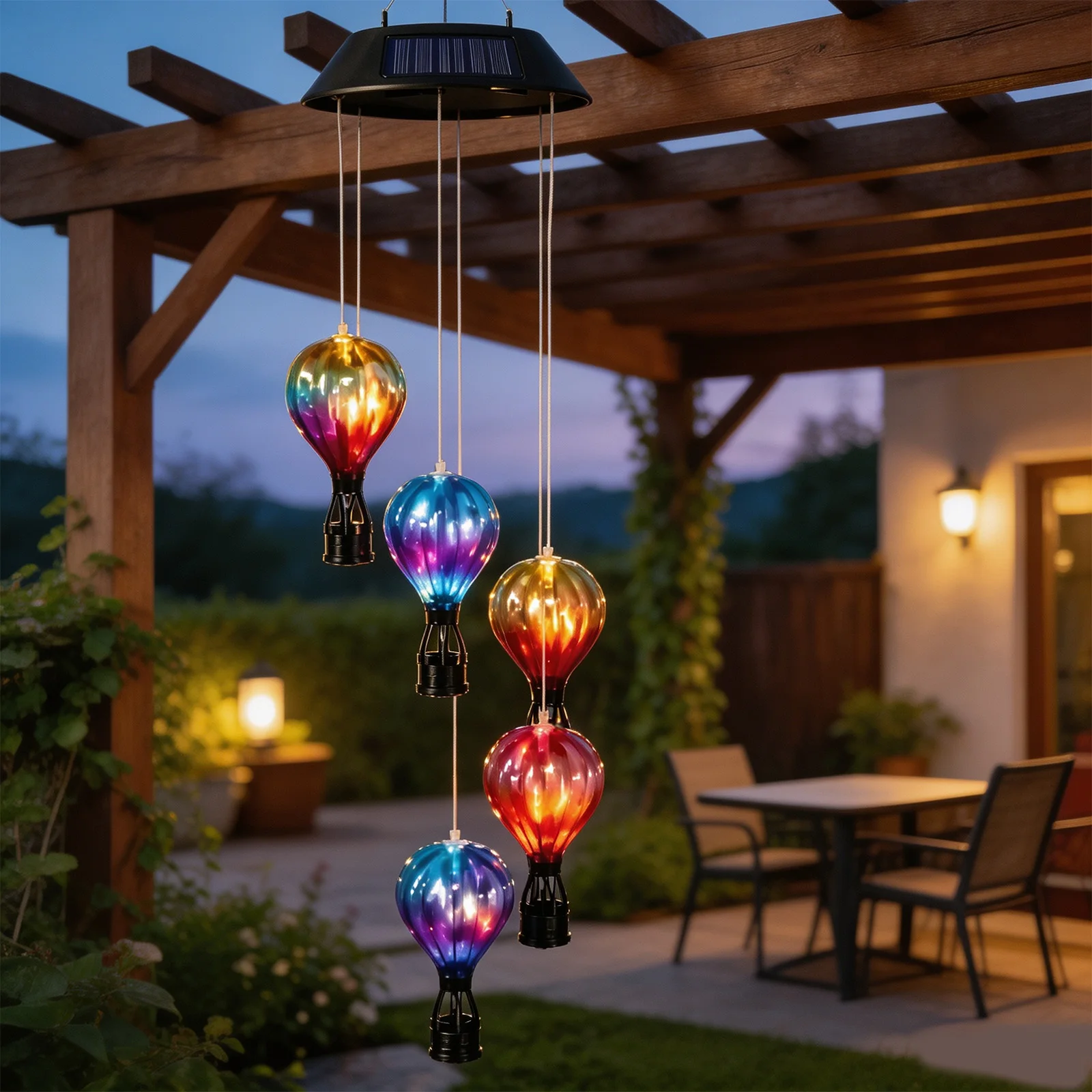 6 Pack Solar Hot Air Balloon Garden Lights Flame LED Outdoor Decor Auto On 6H Battery