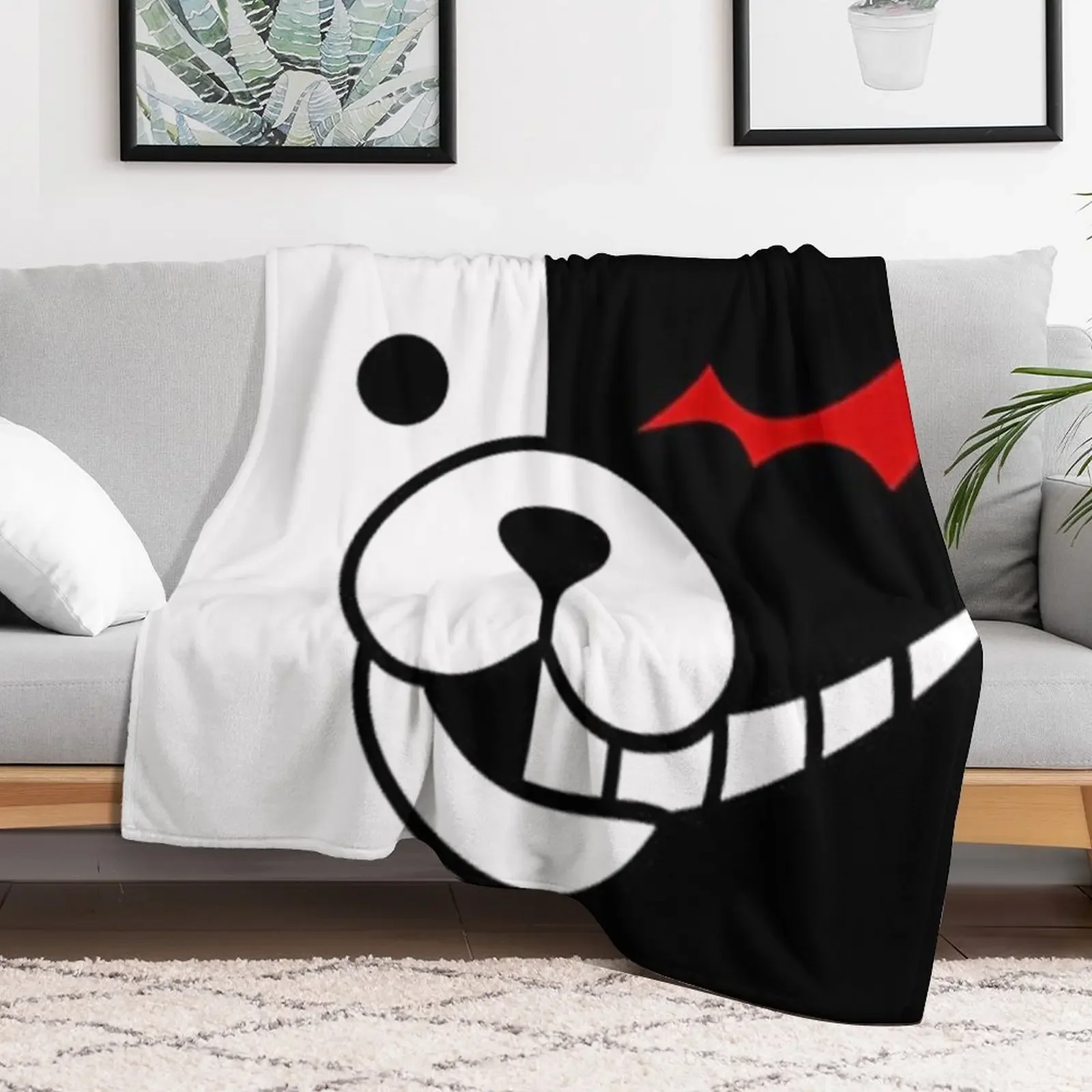 Monokuma Throw Blanket Comforter Cute Plush for winter Blankets