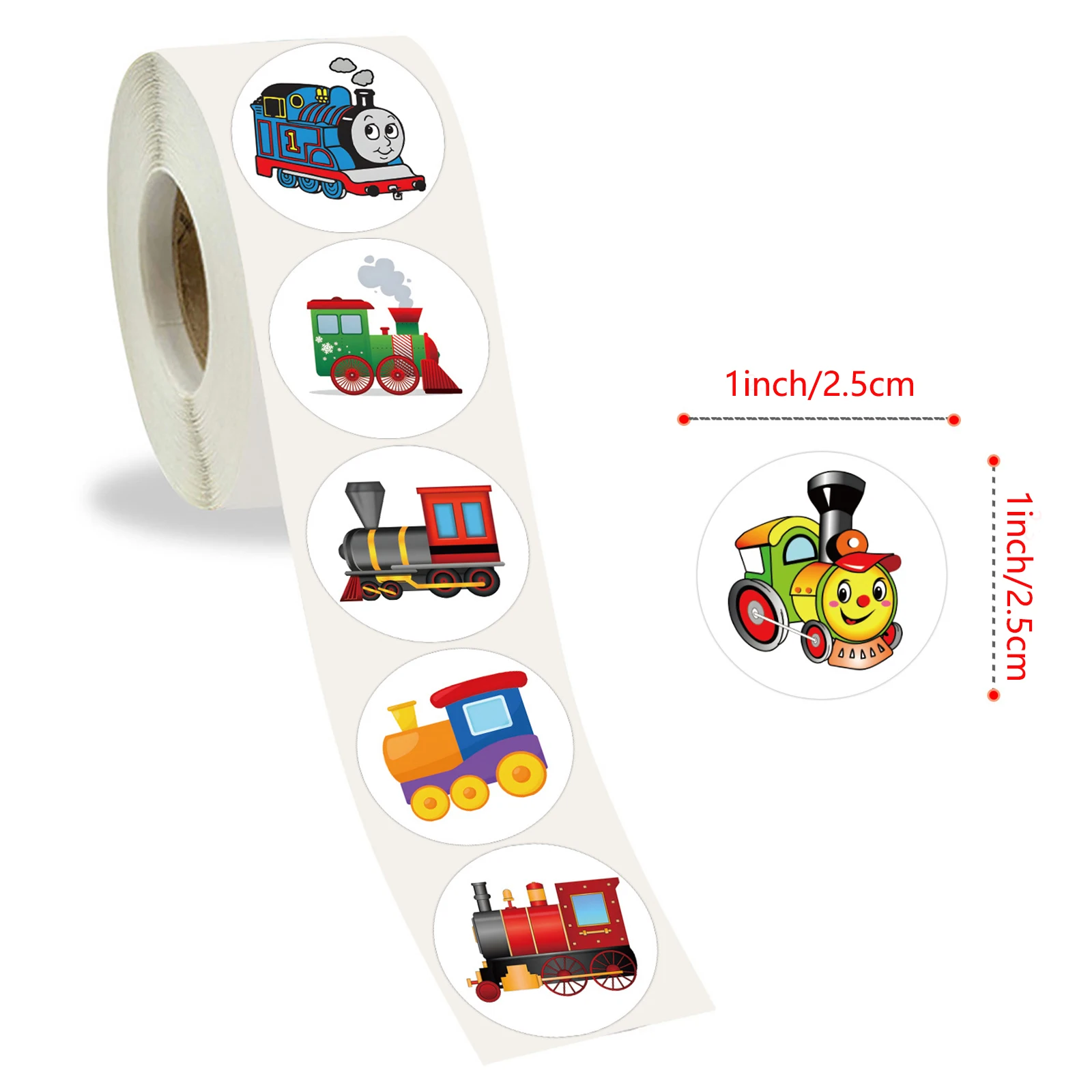 100-500pcs Kids Stickers Train Birthday Party Sticker Traffic Round Reward Sticker For Boys Girls Gift Label Stationery