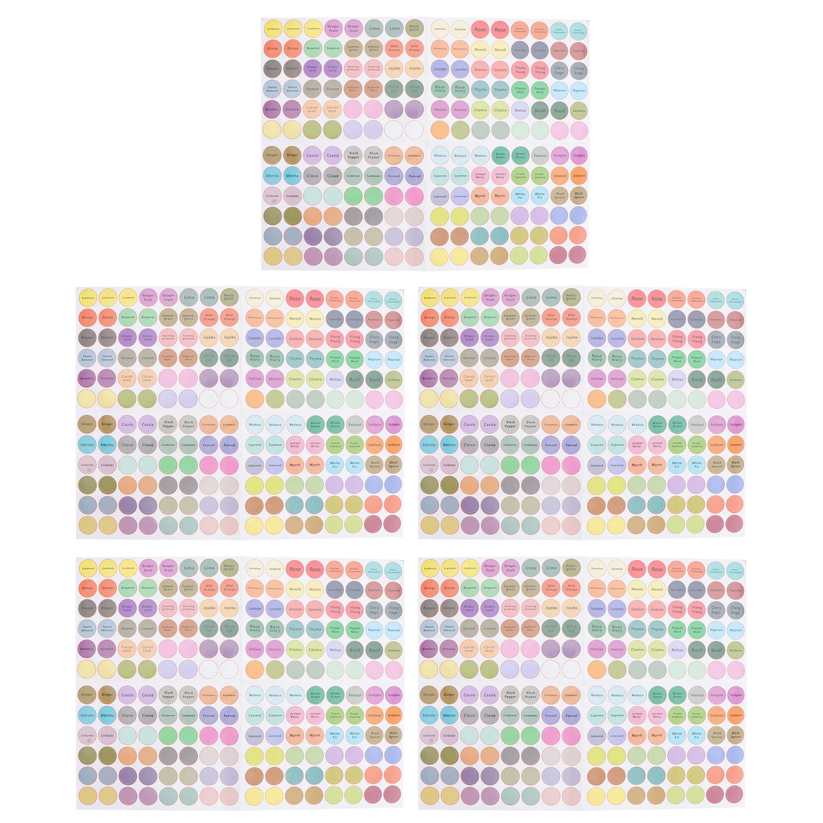 

5 шт., скругленные наклейки для эфирных масел