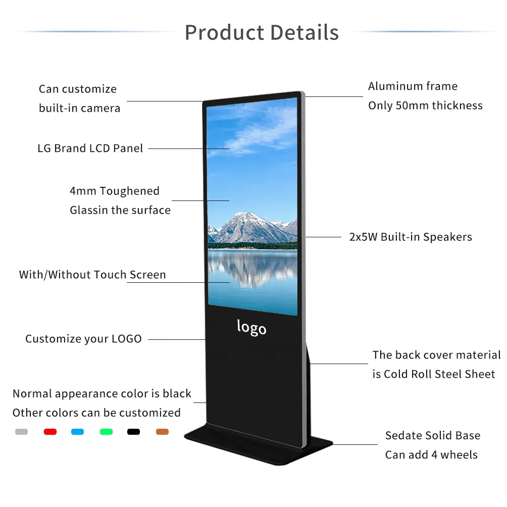 49 Inch Digital Signage and Display Floor Standing Multi Touch Wifi Support Commercial Advertising Digital Display Screen