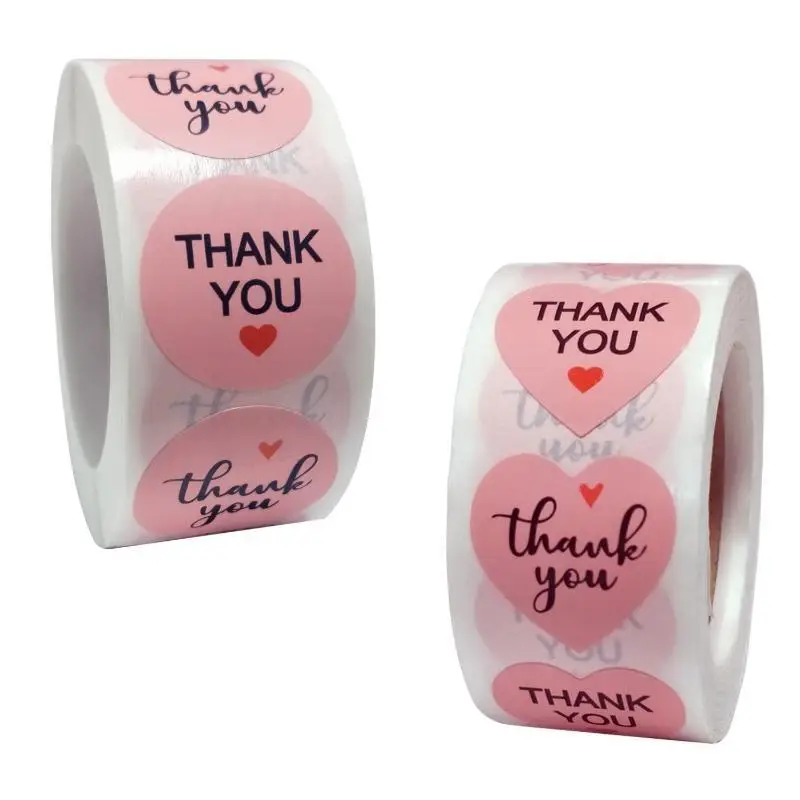 500pcs/roll 2.5cm Pink Bow Stickers Thank You Stickers For Party Decorations Envelope Sealing Gift Wrapping Gift Sealing Sticke