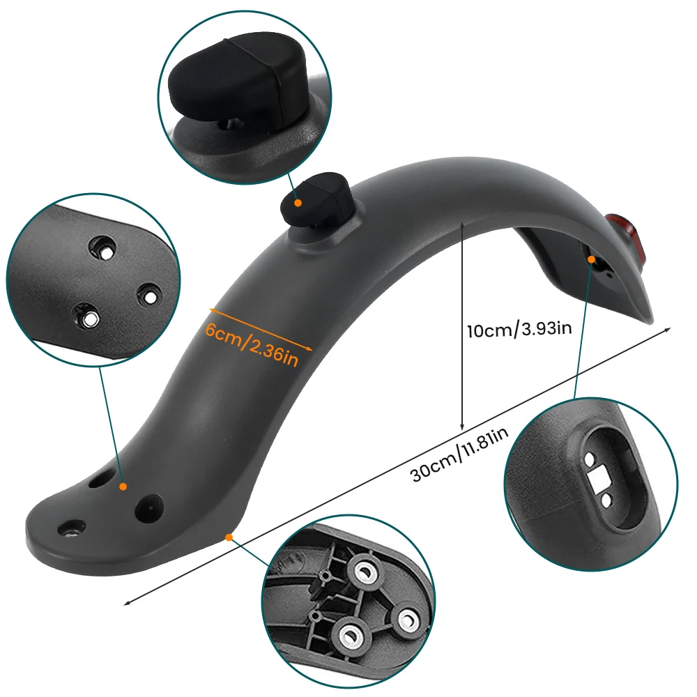 Scooter Rear Fender Kit with Rear Mudguard Bracket and Brake Lamp Scooter Replacement Accessories Fits M365/M365 Pro Scooter