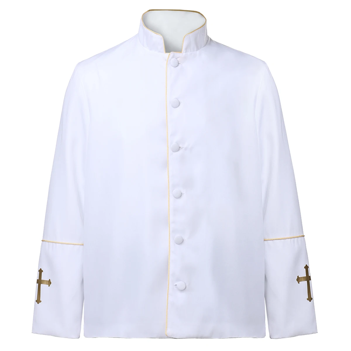 Men Priest Jacket Uniform Catholic Church Cross Pastor Minister Choir Costume