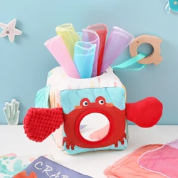 Cotton Cartoon Crab Magic Tissue Box Baby Rattle Toys Finger Exercise Toys For Newborns Aged 0-12 Months Soothing Toys For Baby