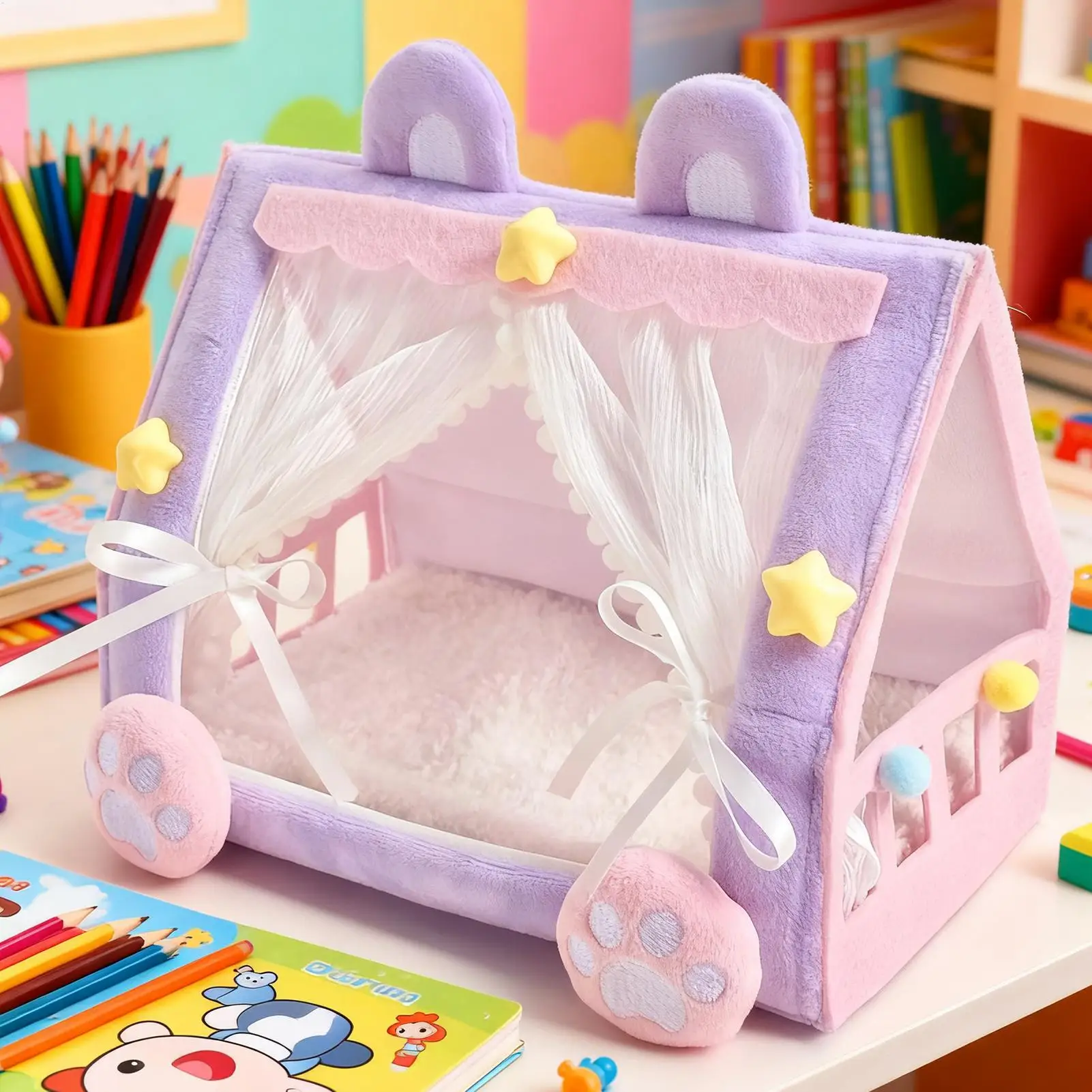 Babypop wieg tent huis miniatuur speelset cadeau voor kinderen meisjes peuters fantasiespel kinderkamer woonkamer speelgoed