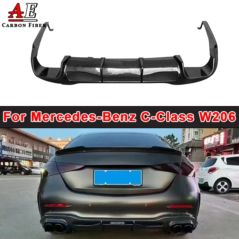 

For Mercedes-Benz C-Class W206 Carbon Fiber Rear Bumper Diffuser Rear Lip Spoiler Splitter Body Kit Car Accessories