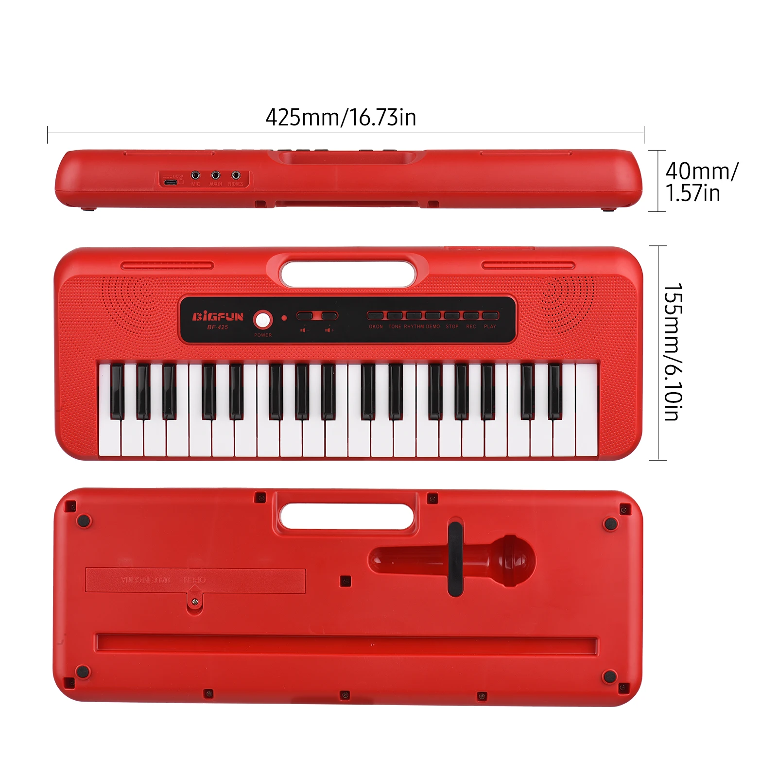 

37 Key Children Electronic Piano with Mini Microphone Preset 10 Demos Supports Recording Headphone/ Aux in Jack Portable