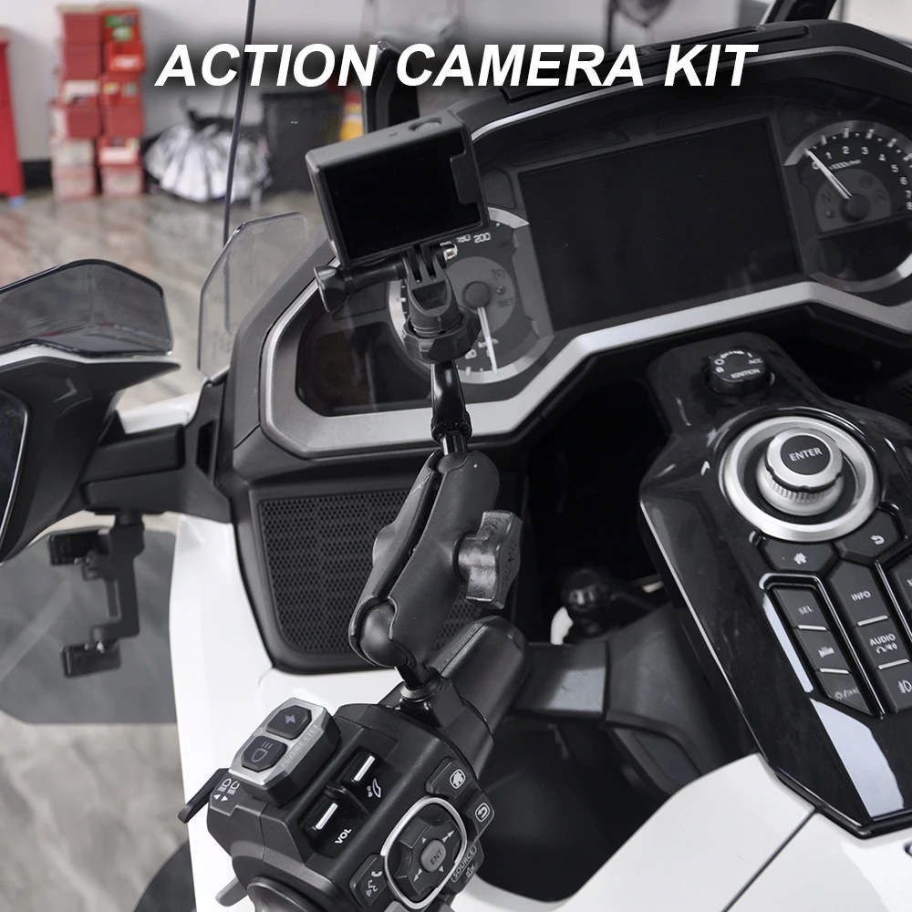 Panical 25mm Ball Head Expand Bar Action Camera Mount Phone Cup Holder Stand For Honda Gold Wing GL1800 F6B Dct Model 2018-2026