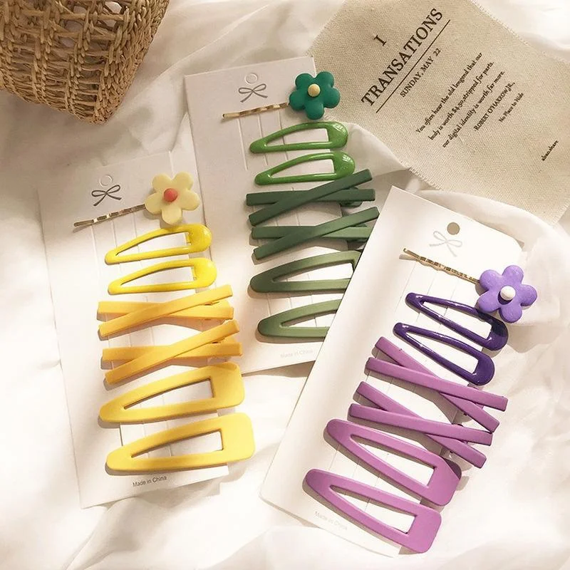 Floral Hairpin Headwear Simple Side One-word Clip Hairpin Cute Girls Children Hair Accessories