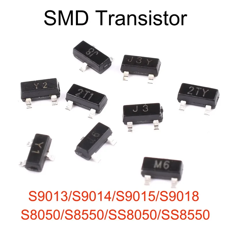 50PCS-SOT-23 SMD Transistor MMBT3904/3906/5551/5401/SS8050/SS8550/S9013/S9014