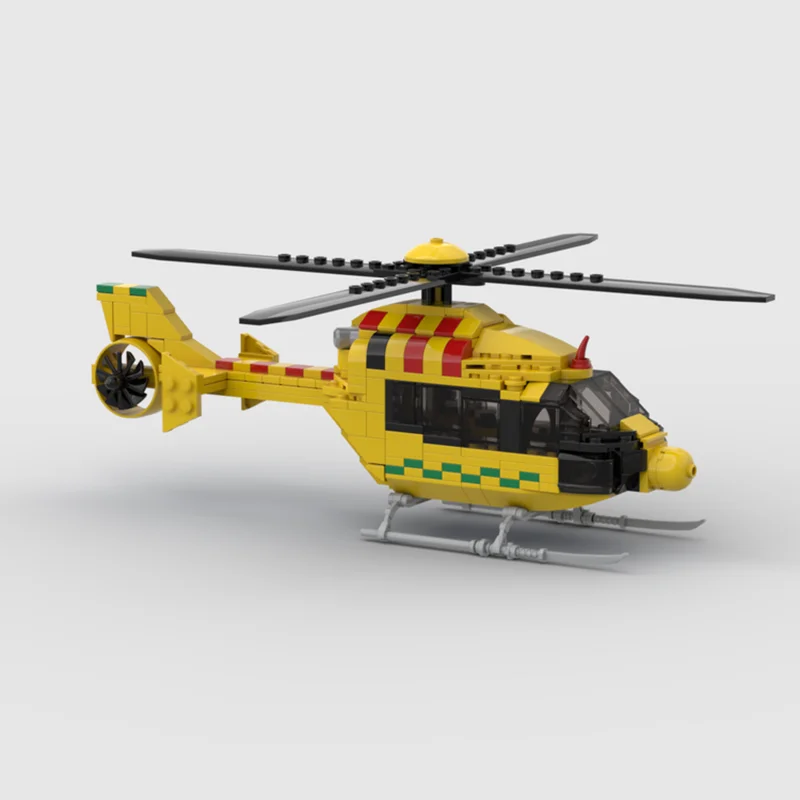 Modelo de lutador moc tijolo de construção modular dinamarquês modelo de helicóptero médico bloco de tecnologia natal diy brinquedo presentes de construção