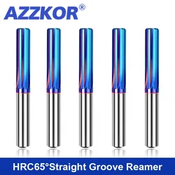 AZZKOR Straight Shank H7 High-Precision Reamer Tools HRC65 3.0mm-20.0mm Tungsten Steel Machine Reamer Carbide Blue Nano Coating