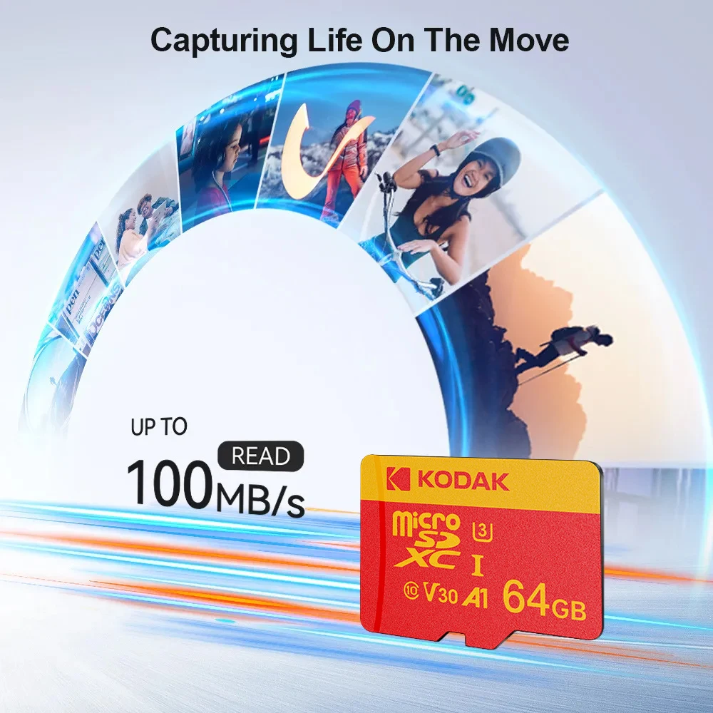3Pcs Kodak Micro SD Card SDXC TF Memory Card 64G 32G 128G U3 High Speed Read up to 100MB/s with Adapter for Android Phone Switch