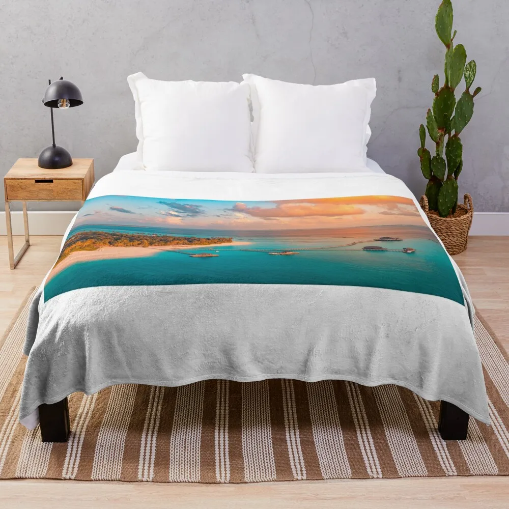 Maldives Islands Aerial Sunset Paradise Throw Blanket Bed Fashionable Luxury Brand Vintage Blankets