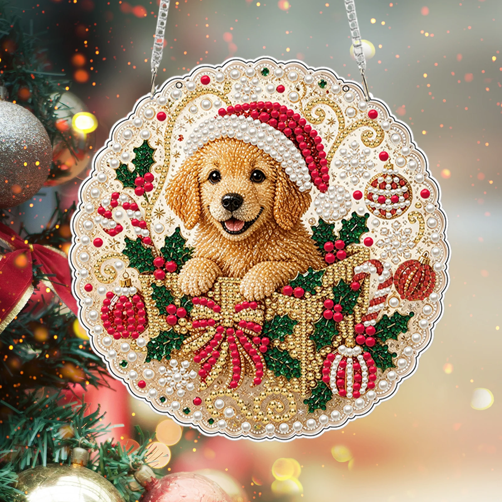 Xmas Resin Art - Diamond Art Holiday Hanging Pendant 20cm