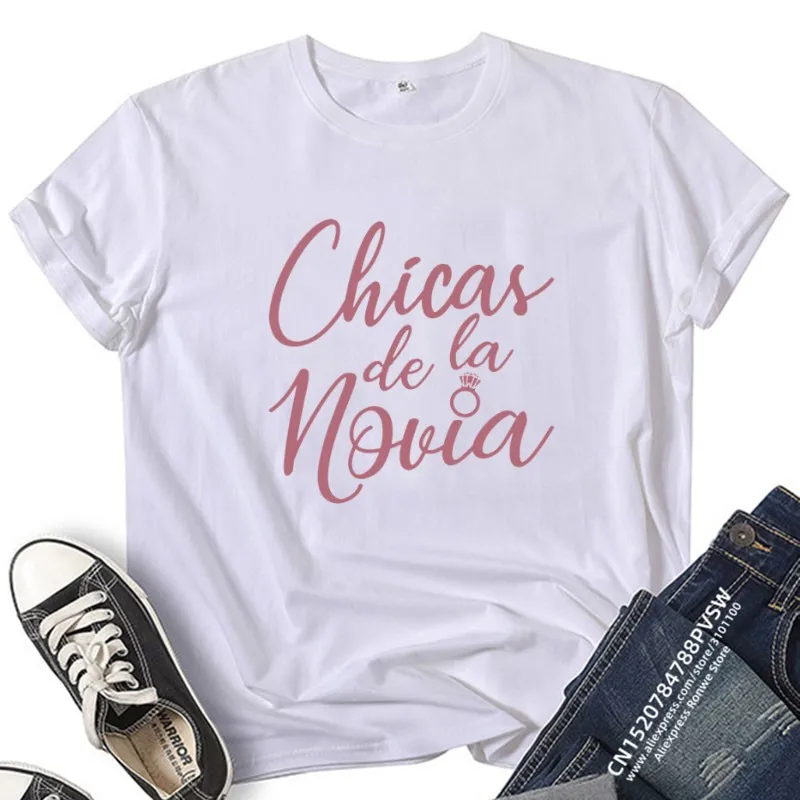 Bachelorette Hen Party T Shirts La Novia Tribu De La Novia Bride Bride Tribe Wedding Shirt Summer Y2k Party Casual Ladies Basic