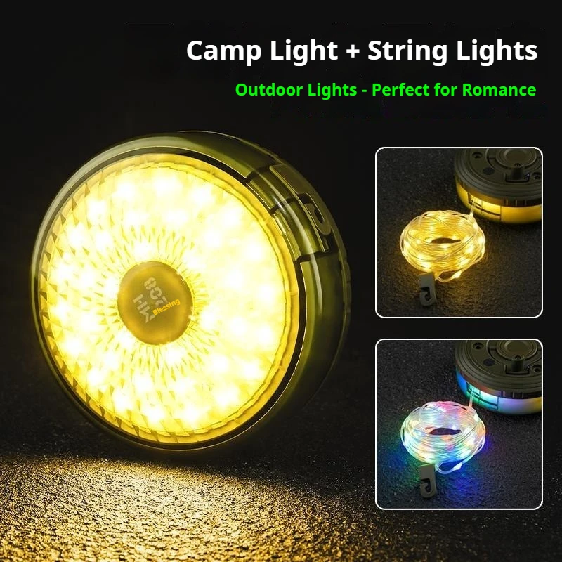 

10 м USB перезаряжаемые светодиодные гирлянды для кемпинга, водонепроницаемые уличные гирлянды для палатки для сада, свадьбы, вечеринки, домашнего декора