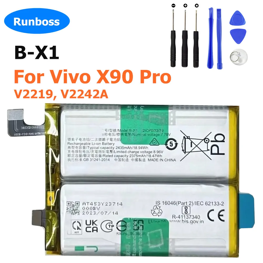 New Original 2435mAh x2 B-X1 Battery For Vivo X90 Pro, V2219, V2242A Mobile Phone Batteries High Capacity