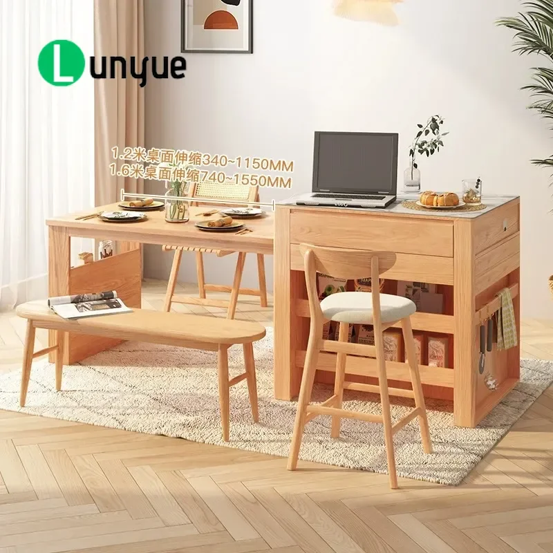 Modern Simple Slate Dining Table with Integrated Pull-out Design Premium Kitchen Bar Table for Small Household Units Space