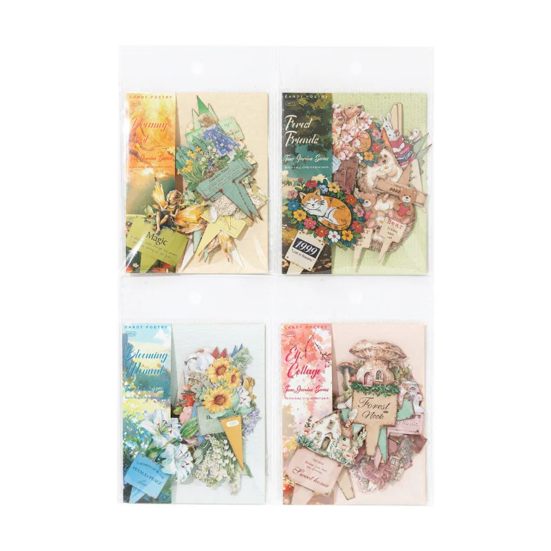 

Набор из 4 упаковок/1 лота: Декоративные наклейки Kawaii Time Garden для скрапбукинга и планировщиков, канцелярские принадлежности