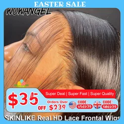 WOWANGE HD Lace Frontal 250% 13x6 HD Lace Front Perruques Straght invisible HD Lace Melt Skins HD Lace Front Perruques de Cheveux Humains Sans Colle
