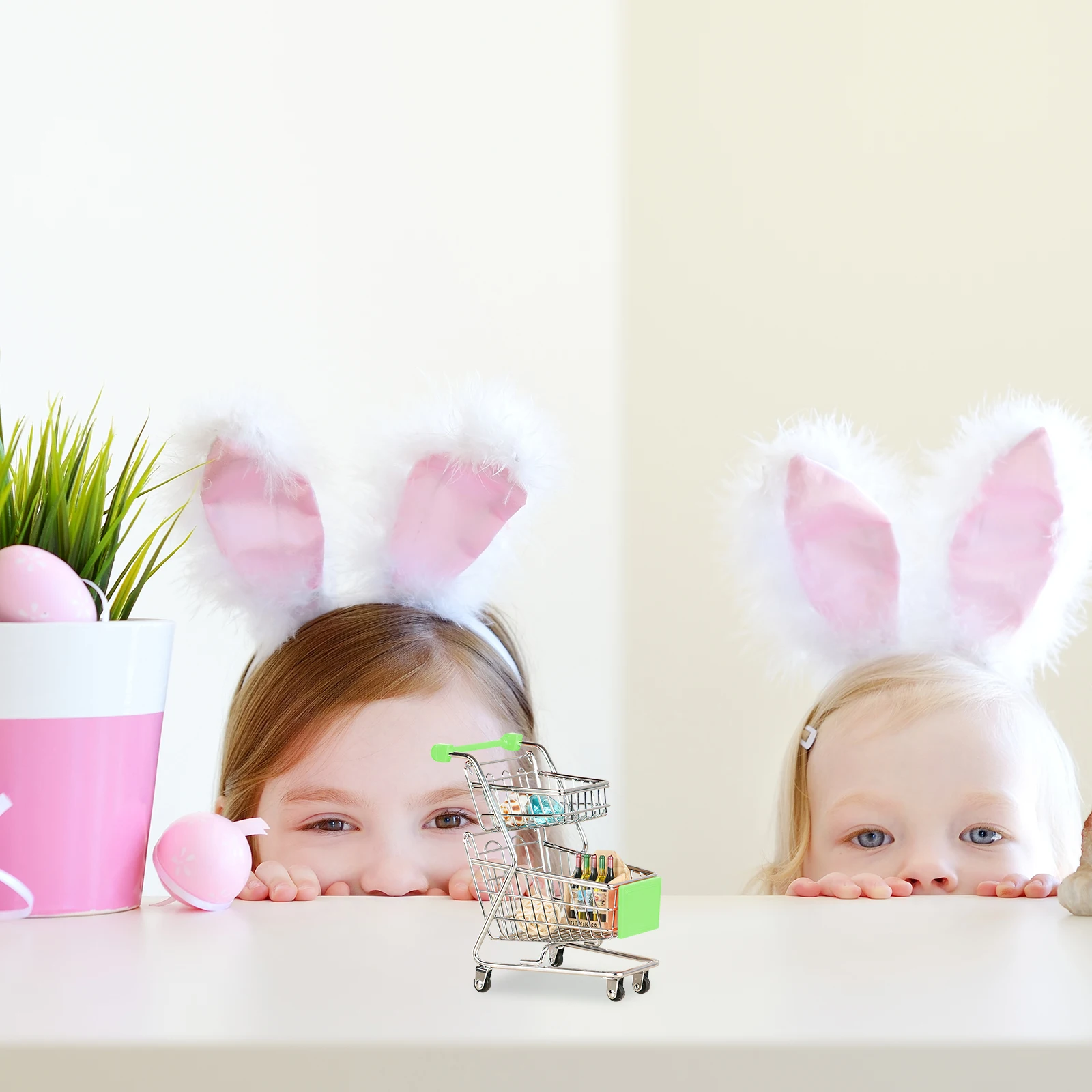 Speelgoed Mini Winkelwagen Trolley Minuture voor Huis Groen Abs met Mand Baby