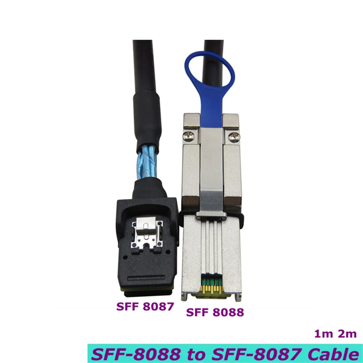 2025 New Best Quality Two Colors 1M Mini SAS 26P SFF-8088 to SFF-8087 36P Direct Attach Copper Cable Support 12Gb