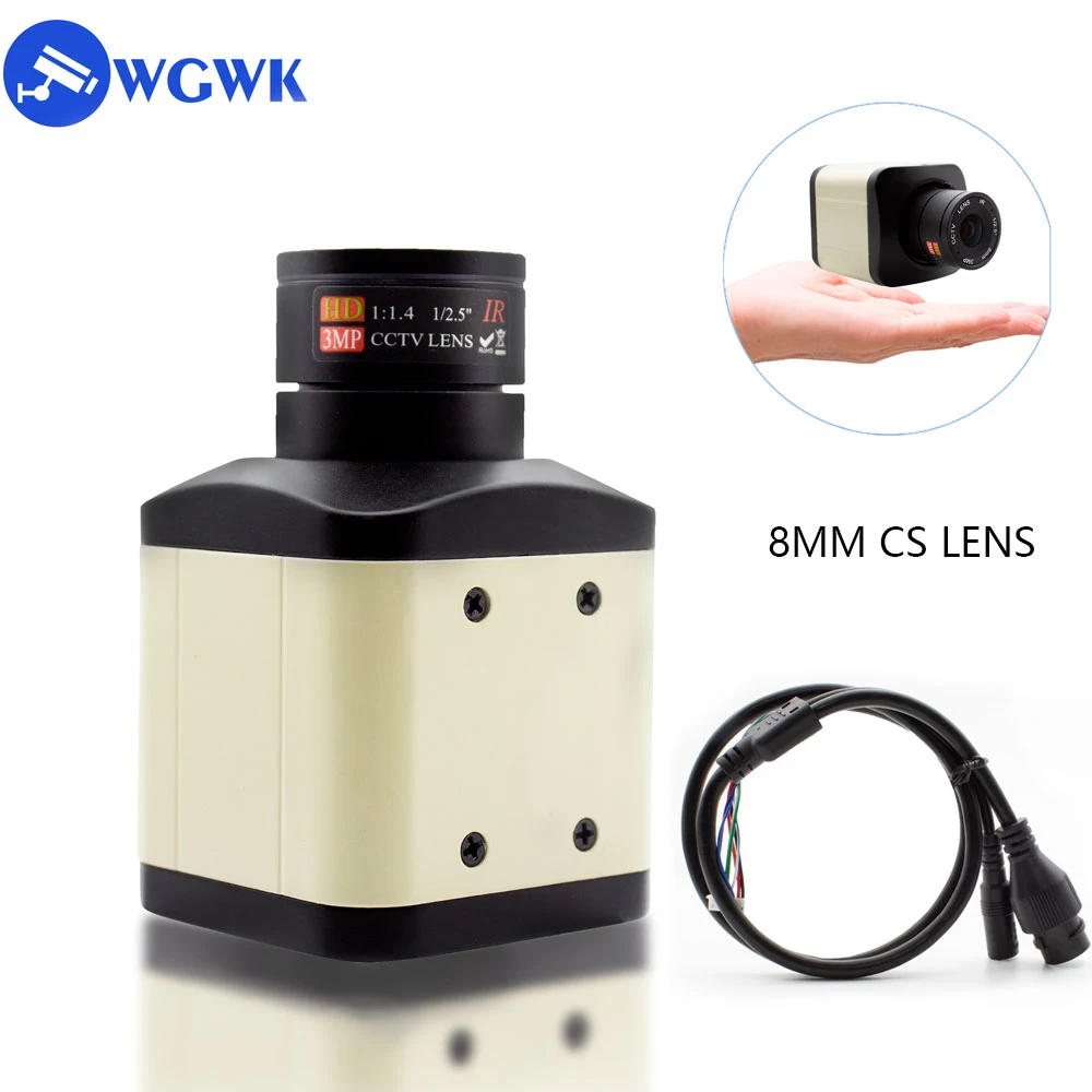 WGWK 3/4/5/8MP Mini POE IP Camera HD 8mm 1/2.5'' Fixed Focus CS CCTV Lens Security Protection Industrial Digital Network Camera