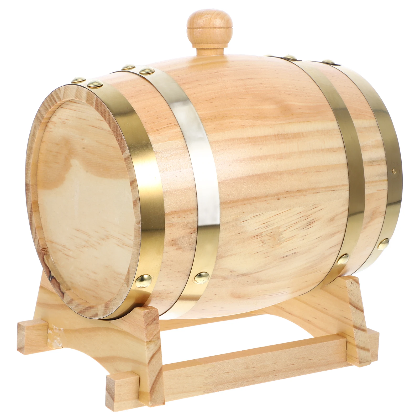

Rustic Decor Pine Wood Barrel with Stand Liquor Dispenser for Home Beverage Bucket
