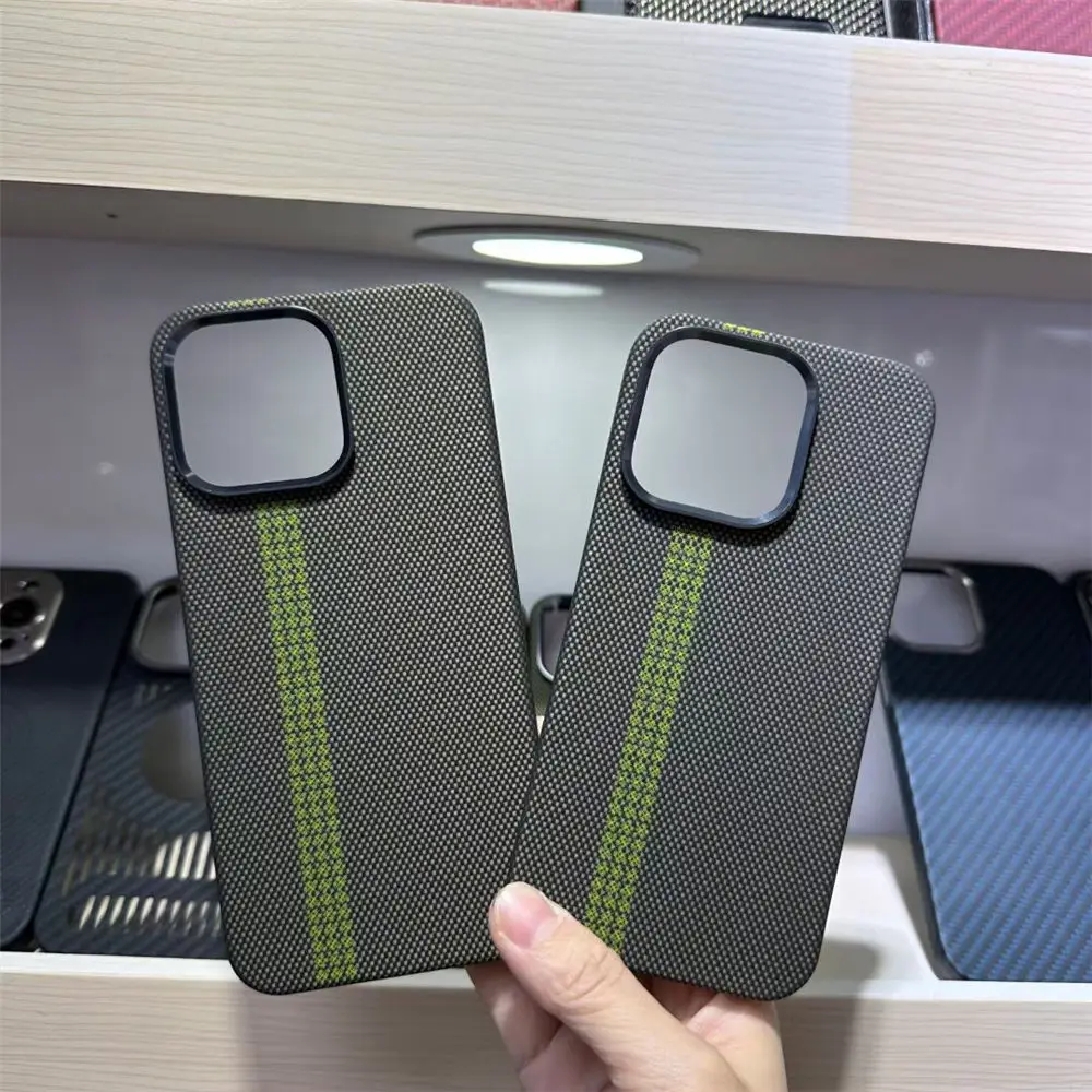 جراب أصلي من ألياف الكربون لـ iPhone ، غطاء خلفي MagSafe ، أراميد أصلي ، تيتانيوم حقيقي ، iPhone 15 Pro Max