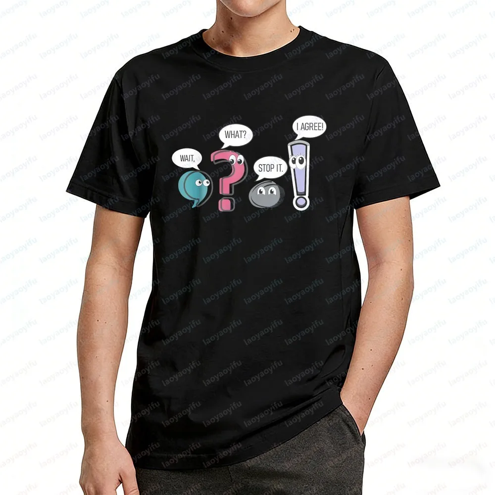 Writing Humor Graphic Tee Funny Punctuation Design Casual Cotton Tops Writer Gift Vintage Fashion Summer O-neck Men's Clothing
