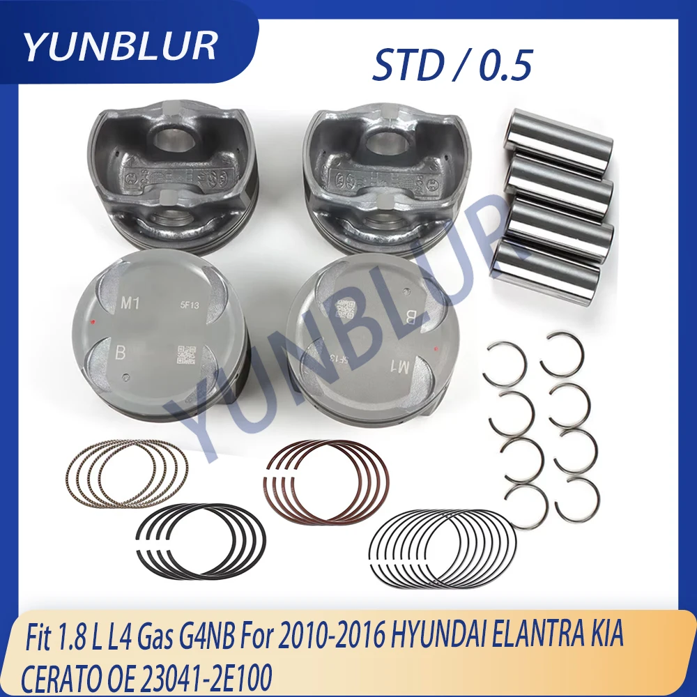 STD 0.5 Engine Parts Piston & Rings Set Fit 1.8 L L4 Gas G4NB For 2010-2016 HYUNDAI ELANTRA KIA CERATO OE 23041-2E100