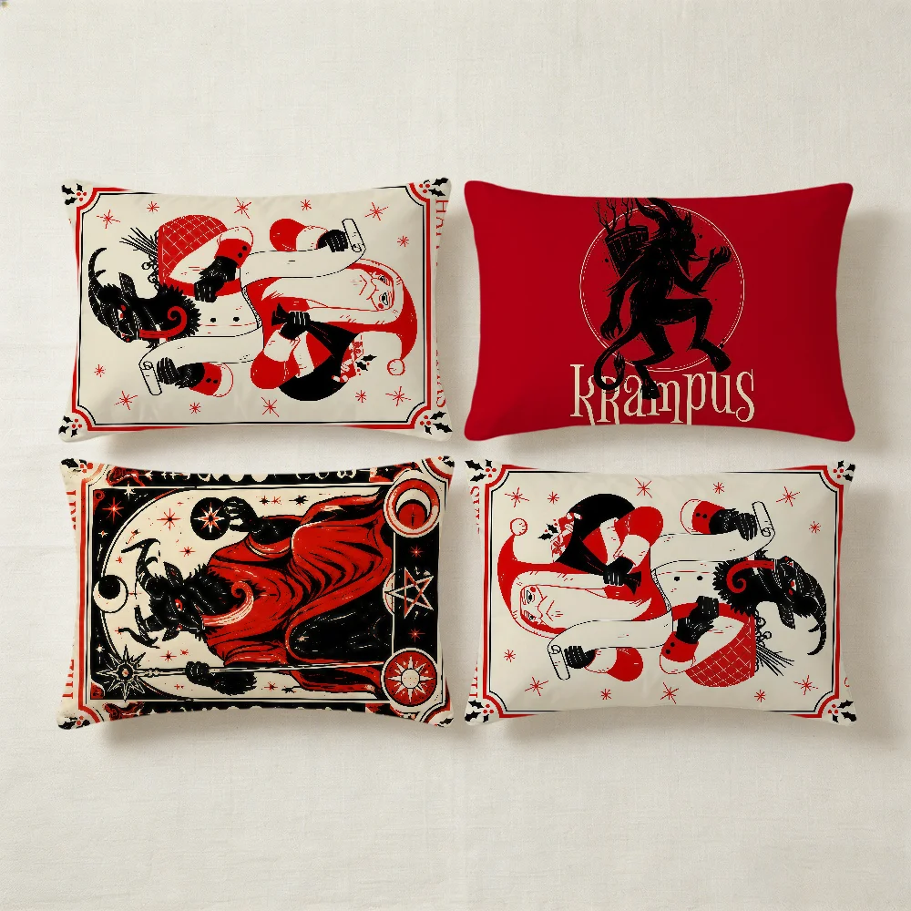 Happy Krampus Cushion Cover Rectangle Pillow Cover Home Sofa Living Room Dorm Bedside Hogar Pillowcase Party Gift