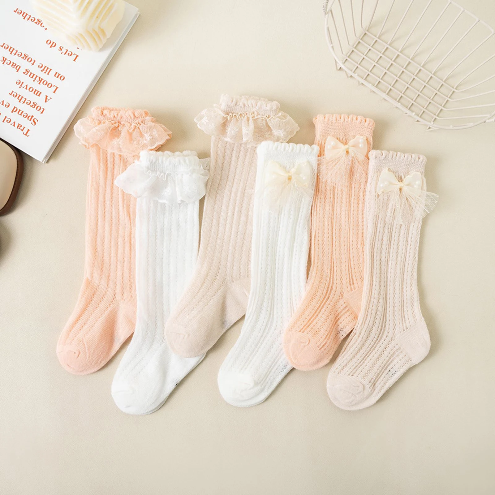 

Toddler Socks for Girls Cute Bowknot/Lace Ruffles Anti-Skid Baby Socks Mid-Calf Socks Spring Fall Casual Socks