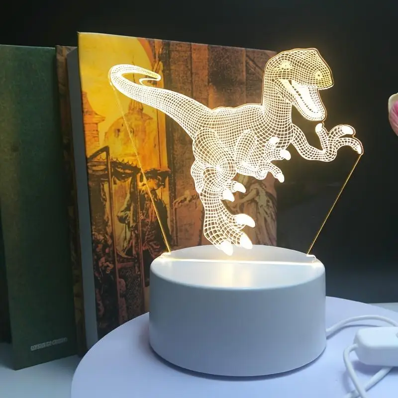 Tyrannosaurus Rex 3D Night Light with Touch Switch, 7 Conversão de Cores, Lâmpada de Mesa para Sala de Estar, Quarto, Estudo Decoração Lâmpadas