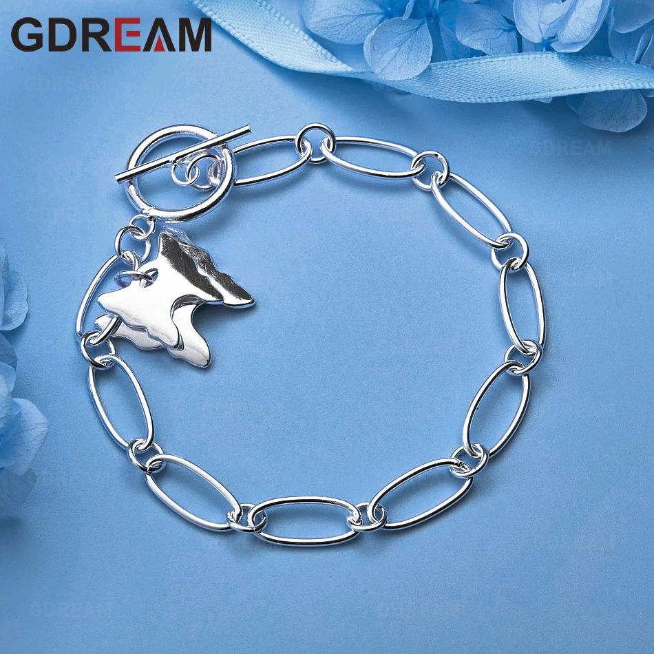 GDREAM 925 فضة 8 على شكل سلسلة سوار دائري أنيق وبسيط للنساء مجوهرات خطوبة الزفاف