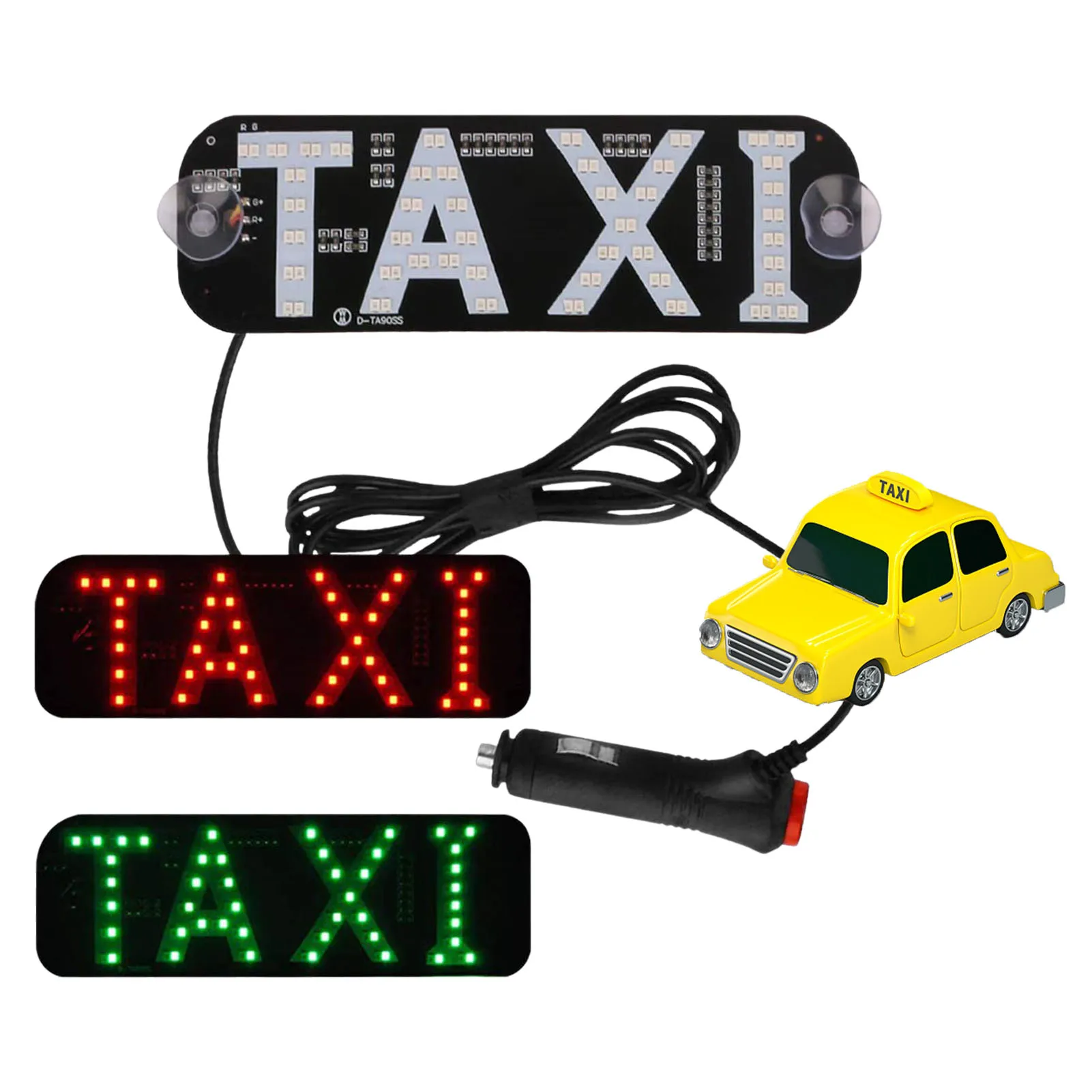 Taxi Sign Led Lamp Led Sign For Car 2 Color Changeable Taxi LED Light With DC12V Car Charger For Driver Blue Green