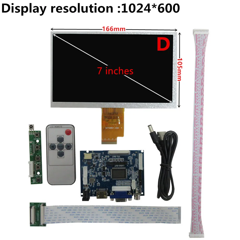 Imagem -06 - Tft Lcd Monitor Driver Placa de Controle Compatível com Hdmi Vga av Raspberry pi Computador Portátil 6.5 10.1 Display