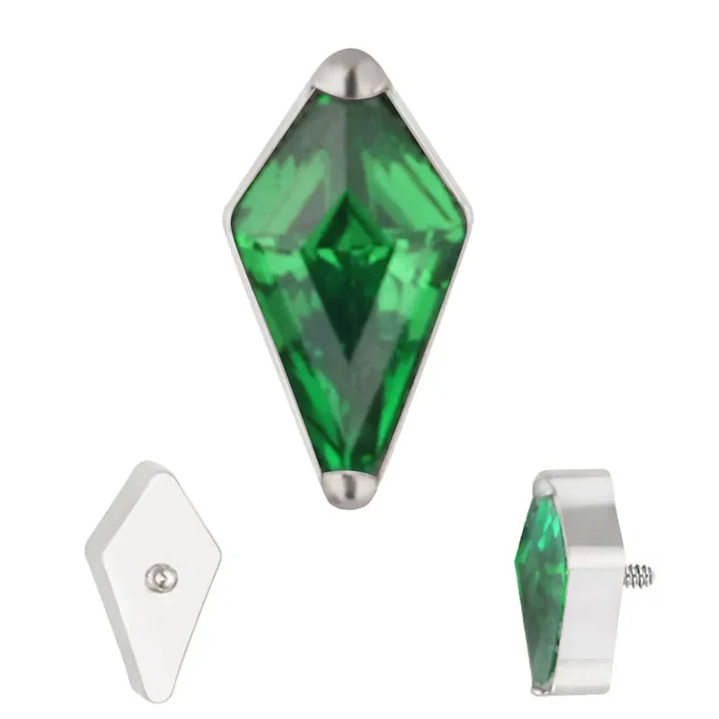 Titanium Rhombus Ear Piercing Earrings, Zircon Paved