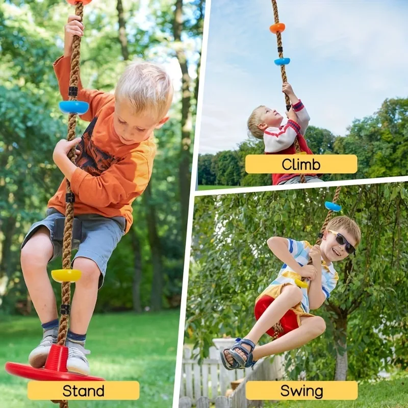 Outdoor Circular Climbing Rope Swing PE Material Buckle Hanging Rope Swing Toy  Climbing Tree Swing Red Color Blue Color
