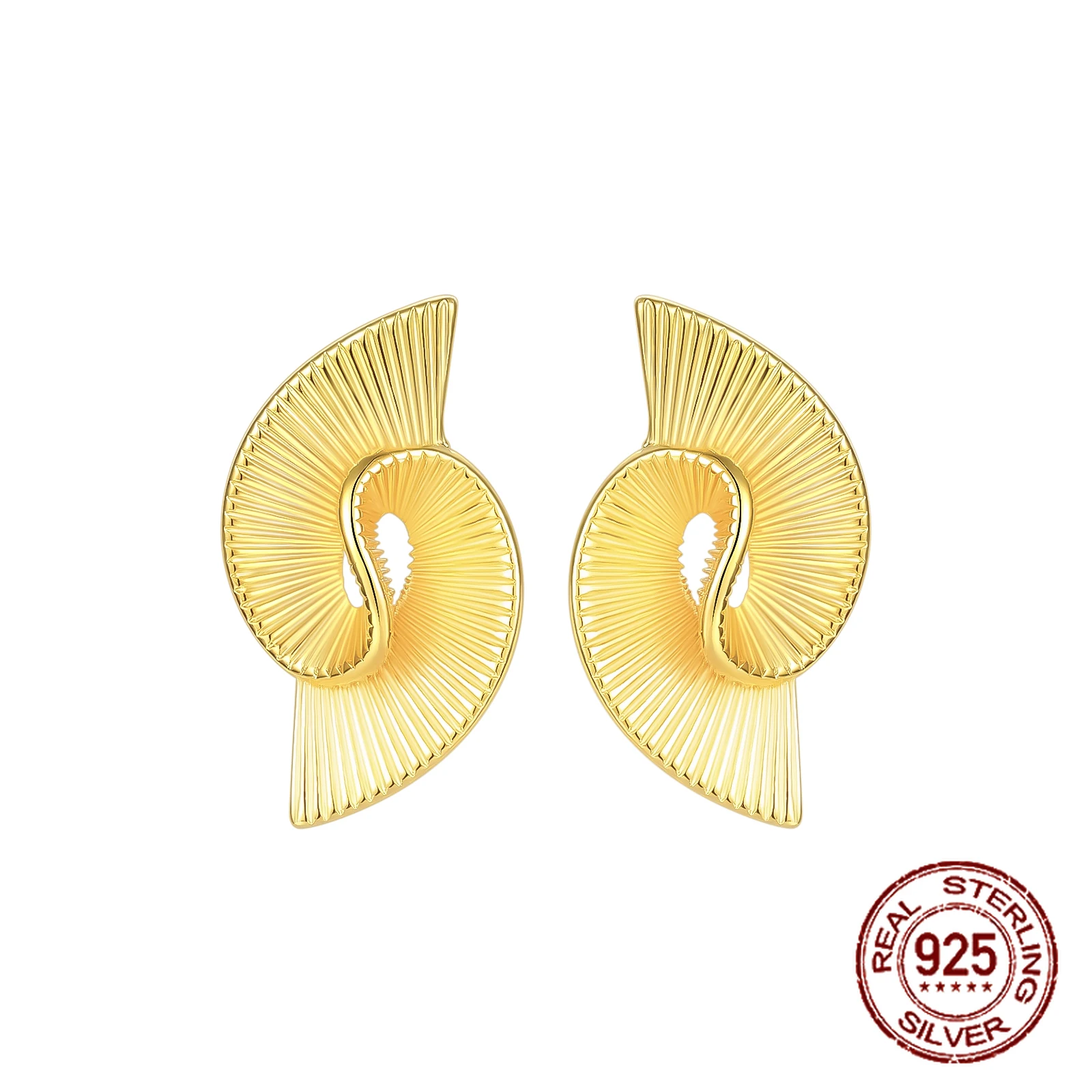 

Минимализм, индивидуальные серьги из стерлингового серебра 925 пробы для женщин, круглые спиральные веерообразные серьги с геометрическим узором, ювелирные изделия