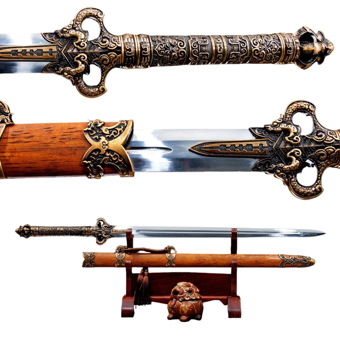 

Chinese Double-Bladed Samurai Sword - Ready for Combat - Super Sharp Katana - A Great Gift for Ninja Martial Arts Enthusiasts