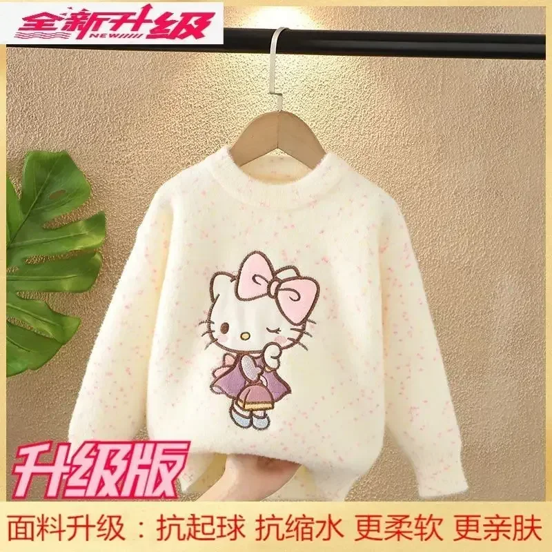 

Sweet Hello Kitty Anime Fashion Kawaii Long Sleeve Sweater Cute Cartoon Sanrio Ins Thickened Shirt Hooded Cloth Gifts for Kids