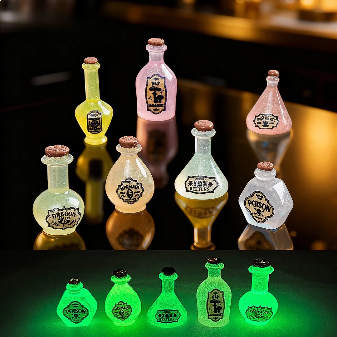 100pcs Mini Luminous Magic Potion Bottle Resin Craft Dollhouse Decor Accessories DIY for Keychain Jewelry