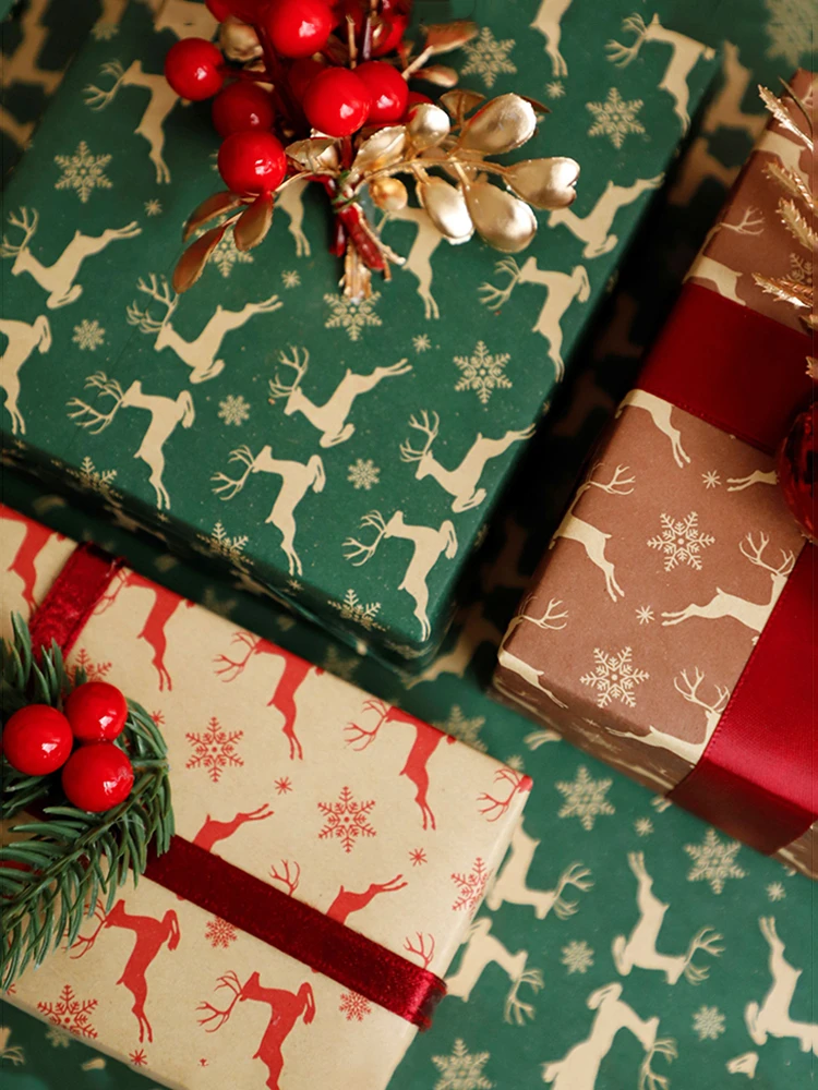 Thick Christmas Kraft Paper, DIY Gift Packaging Paper, 20 Sheets