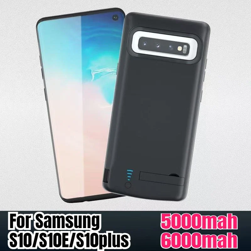 Battery Case 5000mAh/6000mAh for Samsung S10/S10E/S10plus Back Clip Battery Power Bank Plus Full Soft Rubber Wireless Charging